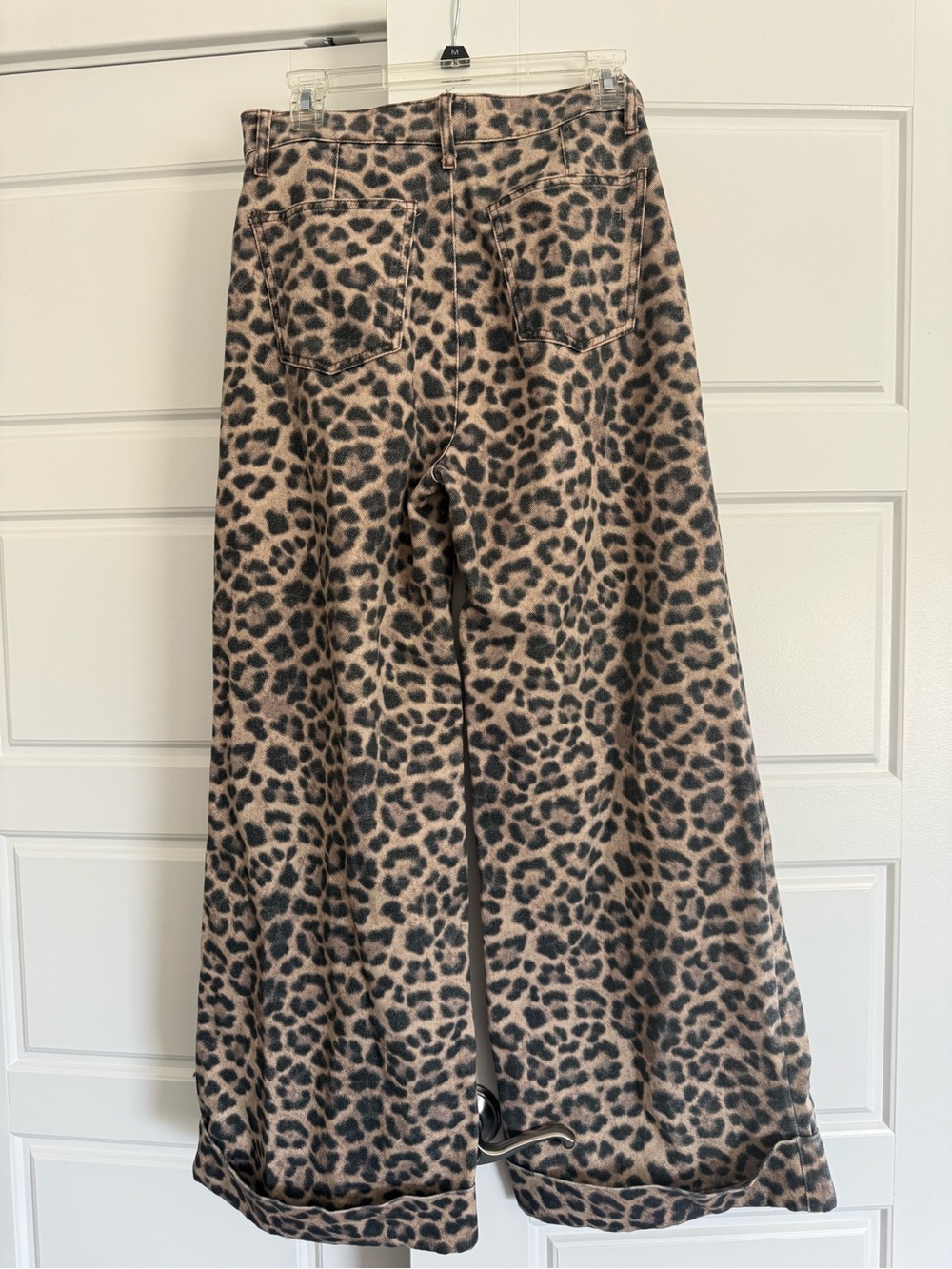 Pilcro Wide Leg Pants in Leopard Print Brown and Black - Picture 2 of 5